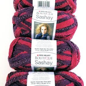 Red Heart Boutique Sashay Yarn "Tango" Purple Red Shimmer Lot 4 Skeins